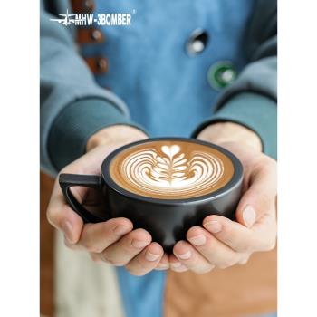 轟炸機MHW澤田杯咖啡杯家用陶瓷杯碟店用杯測拿鐵拉花杯壓紋KINTO