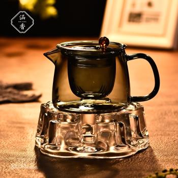 涵香玻璃小茶壺耐高溫家用泡茶壺花茶溫茶爐套裝茶水分離功夫茶壺