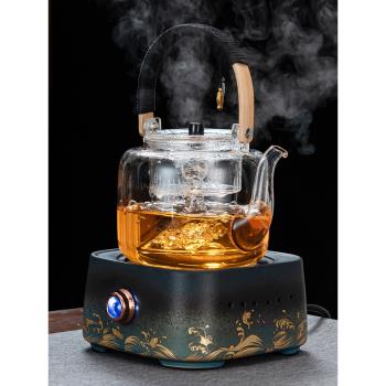 電陶爐煮茶器煮茶爐蒸汽煮茶壺玻璃茶壺茶具套裝家用耐高溫燒水壺