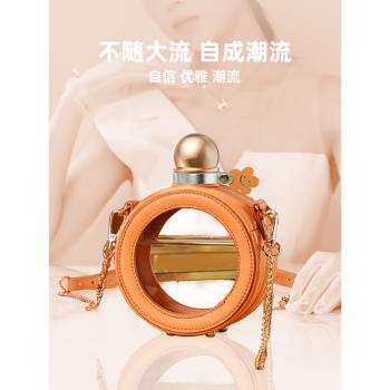 玻璃水杯女高顏值便攜塑膠可愛時尚大容量咖啡圓形香水杯子ins風