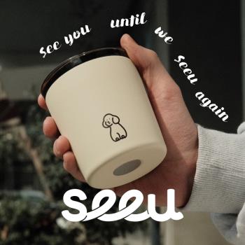 seeu小狗隨行杯磨砂質感不銹鋼水杯咖啡保溫杯伴手禮240ml
