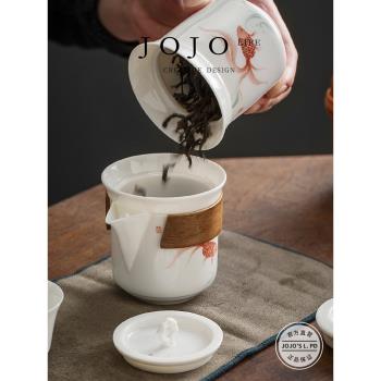 JOJOS L. PD.rice.旅行茶具套裝快客杯戶外便攜包白瓷家用 |取米