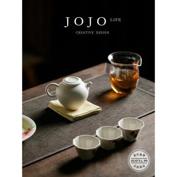 JOJOS L. PD.Chant.詫寂風粉引白平蓋茶壺陶瓷功夫茶具 | 誦經