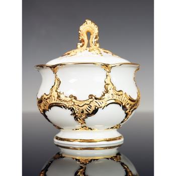 德國 MEISSEN 梅森瓷器 B-Form系列 純白描金 糖缸 糖罐 咖啡具