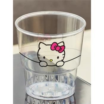 200ml一次性杯子金五緣航空杯加厚耐高溫商用透明hellokitty貓杯