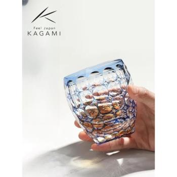 KAGAMI日本進口刻紋玻璃威士忌杯小號洋酒杯洛克杯清酒杯送人禮盒