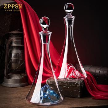 義大利ZPPSN奢華冰山紅酒醒酒器家用分酒量酒器水晶玻璃藝術酒壺