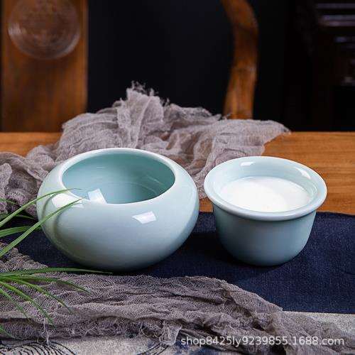 景德鎮宋代青瓷一人份甜品盅酸奶罐瓦罐湯意境陶瓷餐具可定