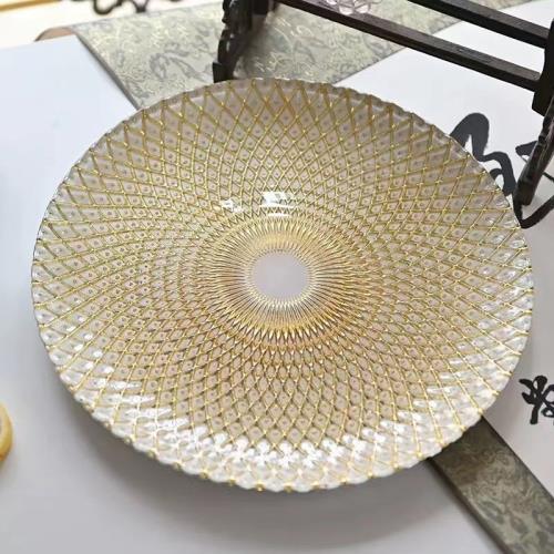 高顏值水果盤網紅玻璃孔雀綠玻璃水果盤客廳家用點心擺盤高級感盤