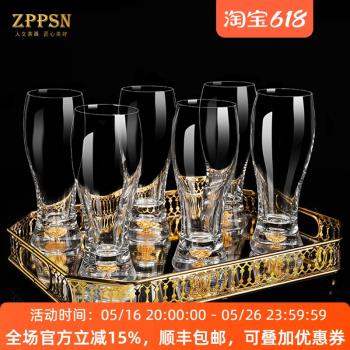 義大利ZPPSN水晶金箔精釀啤酒杯套裝大號水晶玻璃扎啤杯家用杯子