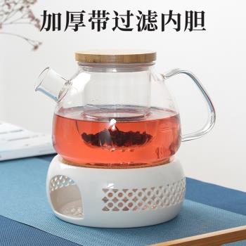 水果茶壺套裝玻璃花茶杯蠟燭加熱燭臺底座保溫英式下午茶茶具家用