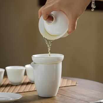 羊脂玉瓷茶具套裝功夫茶具整套蓋碗白瓷茶具公司商務
