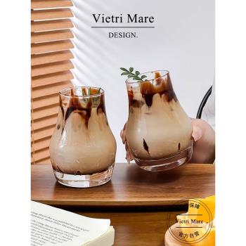 Vietri Mare玻璃杯簡約大肚飲品咖啡杯高檔拿鐵杯喝水杯子丨喬叟