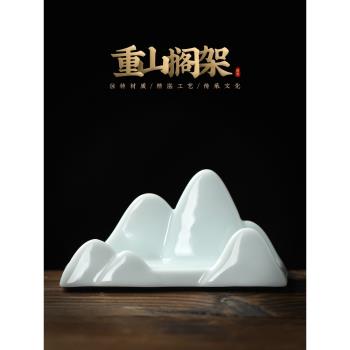 陶瓷筆擱擺件鎮紙六君子多功能毛筆筆架文房四寶筆山創意書法用品