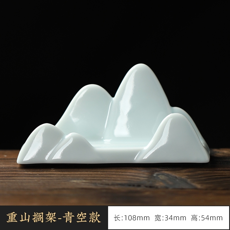 陶瓷筆擱擺件鎮紙六君子多功能毛筆筆架文房四寶筆山創意書法用品|茶寵