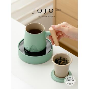 JOJOS L. PD.blood.泡茶杯茶水分離杯水杯陶瓷木柄帶蓋禮盒|軀血