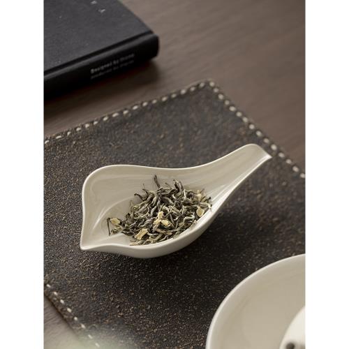 陶瓷創意草木灰茶則茶荷簡約純色高顏值茶道配件賞茶盒六君子配件