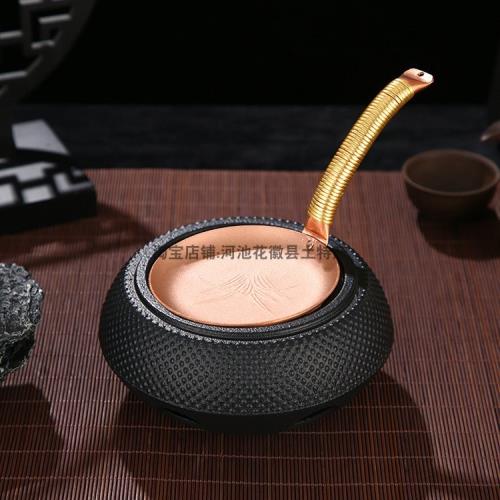 純手工紫銅烤茶器甘肅隴南罐罐茶葉烘焙炒茶醒茶盤煮茶器烤茶罐
