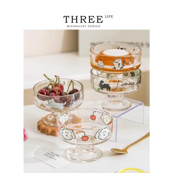 Tlife·Meet·餐具韓式玻璃高腳杯冰淇淋點心碗可愛早餐杯 | 遇見