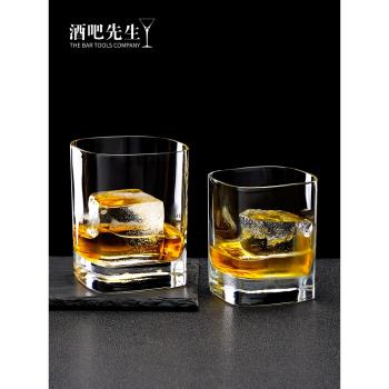 酒吧先生義大利進口水晶玻璃四方平底威士忌杯洋酒杯古典雞尾酒杯