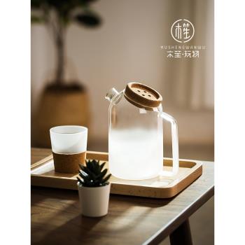 木笙玩物玻璃涼水壺套裝家用泡茶壺創意磨砂耐高溫冷水壺簡約日式