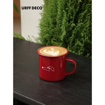 URFF DECO長鼻狗可愛創意禮物搪瓷杯大容量馬克杯情侶咖啡水杯