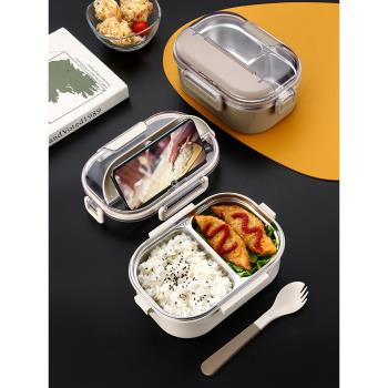 304不銹鋼日式飯盒分格便攜兒童便當盒學生帶飯食堂打飯專用餐盒