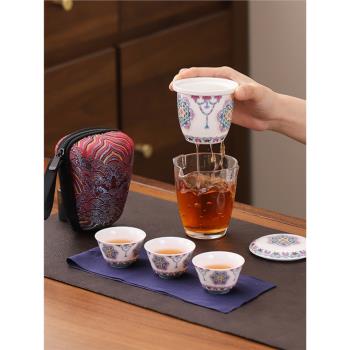 2025新款一壺三杯旅行茶具套裝琺瑯彩快客杯輕巧便攜戶外度假神器