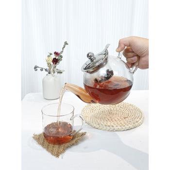 TaeFair高硼矽玻璃煮茶壺加厚耐熱高溫帶蒸茶器內建濾網泡花茶壺
