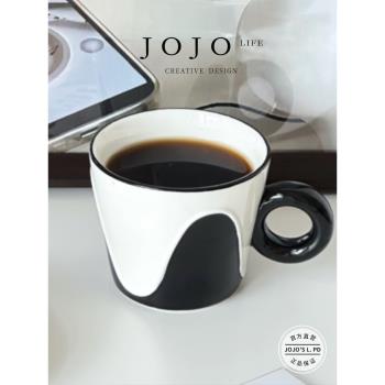 JOJOS L. PD.turbinate.咖啡杯蝶套裝黑白波浪紋陶瓷工藝 | 鼻甲