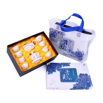直銷10頭白瓷功夫茶具套裝蓋碗整套廣告禮品印製LOGO陶瓷茶具