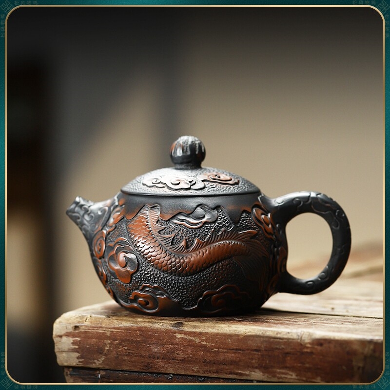 浮雕西施壺紫陶茶壺泡茶家用單壺茶具陶瓷手工中式功夫精致單個壺|茶壺
