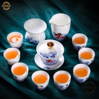 景德鎮汝窯冰種玉瓷功夫茶具套裝輕奢高檔羊脂玉白瓷茶杯陶瓷禮盒