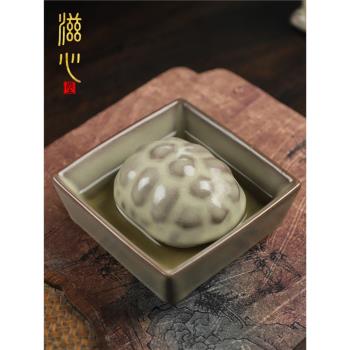 傳世哥窯富甲一方茶寵開片可養線功夫茶具青瓷把玩件高階陶瓷擺件
