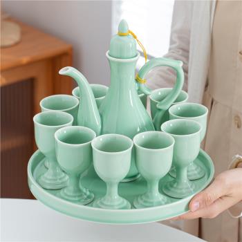 陶瓷一兩白酒杯家用酒壺中式酒具小酒盅仿古風分酒器一口高腳杯子