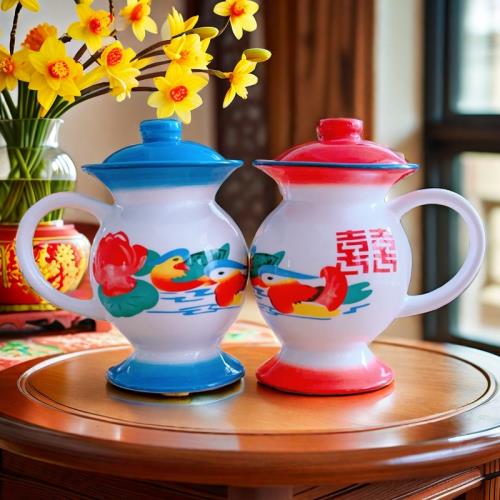 懷舊創意陶瓷杯子伴手禮一對痰盂水杯夜壺杯茶杯家用辦公室馬克杯