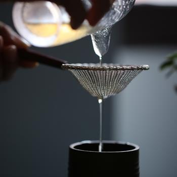 編織茶漏印度小葉紫檀茶濾純銀網茶葉過濾器泡茶器具茶具配飾0402