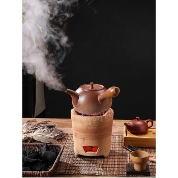 碳茶爐復古日式陶瓷燒水壺炭火爐粗陶煮茶壺室內火爐家用煮茶套裝