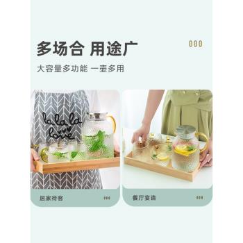 冷水壺玻璃耐高溫防摔家用大容量高硼矽玻璃泡果茶壺涼水壺套裝