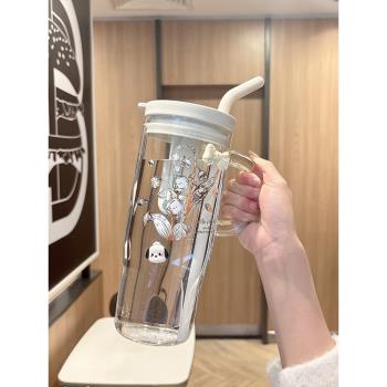 夏天吸管女生家用辦公室玻璃杯