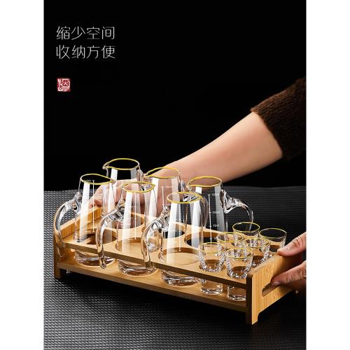平安 名人 秦 蔵六 造 純銀 盃 杯 酒器 共桐箱付 約111.2g 中式描金口水晶白酒杯輕奢高檔酒具套裝家用水晶玻璃分酒器高級感|酒杯