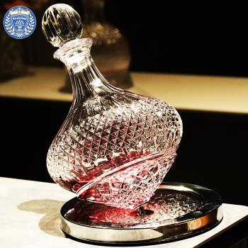 ROCK高檔級輕奢華水晶玻璃旋轉陀螺紅酒葡萄酒醒酒器壺分酒器擺件