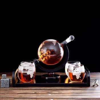 地球儀倒酒器形狀醒酒器 威士忌酒瓶 威士忌套裝 工藝酒瓶