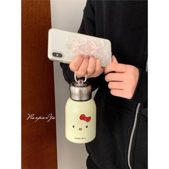 卡通kt保溫杯pingu黑色不銹鋼隨行杯保冷杯咖啡杯便攜口袋杯水杯