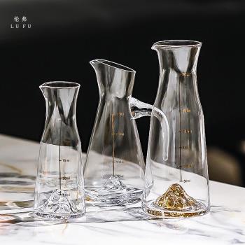 高檔輕奢二兩金山白酒分酒器水晶玻璃家用刻度帶把冰山紅酒分酒壺