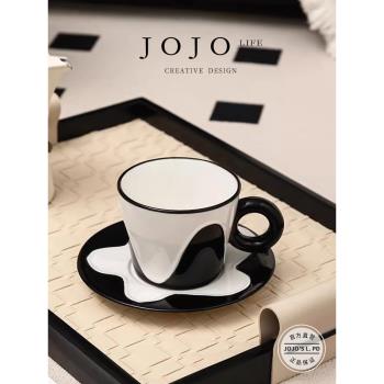 JOJOS L. PD.white.簡約高階感黑白波浪紋咖啡杯陶瓷水杯 |虛歲
