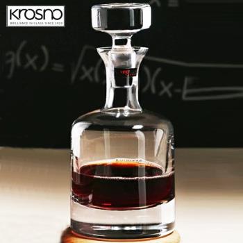 Krosno進口水晶玻璃手工輕奢威士忌洋酒杯子帶蓋酒樽瓶壺酒具套裝