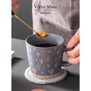 Vietri Mare馬克杯陶瓷復古條紋咖啡杯日式水杯辦公室杯子丨提坦