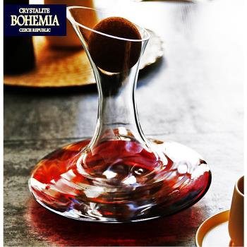捷克進口BOHEMIA水晶玻璃醒酒器帶蓋紅葡萄酒分酒壺洋酒酒樽家用