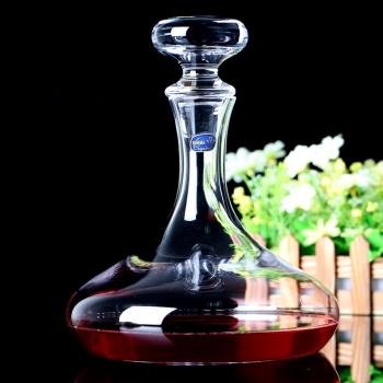 捷克BOHEMIA醒酒器進口水晶玻璃紅酒分酒器酒壺酒樽 帶蓋1000毫升